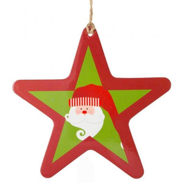 Χριστουγεννιάτικο Κρεμαστό Αστέρι, με Άγιο Βασίλη (12cm)